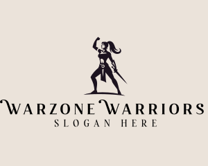 Woman Sword Warrior logo design