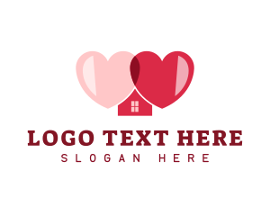 Heart - Red Love House logo design