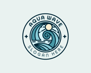 Waves Surfing Beach logo design