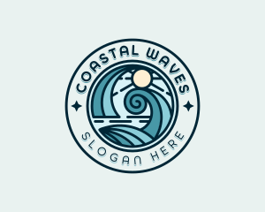 Waves Surfing Beach logo design