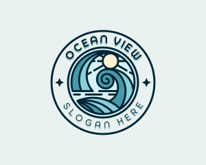 Waves Surfing Beach logo design