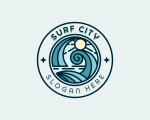 Waves Surfing Beach logo design