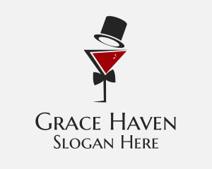Liquor Store - Gentleman Wine Glass logo design