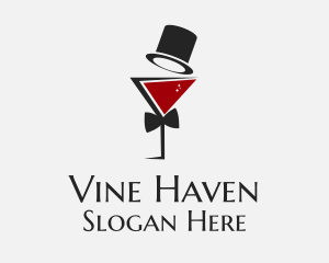 Wine Bar - Gentleman Wine Glass logo design