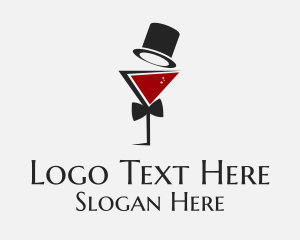 Liquor Bar - Gentleman Wine Glass logo design
