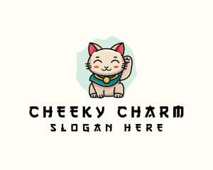 Cute Lucky Cat  logo design