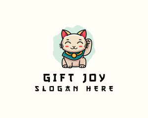 Cute Lucky Cat  logo design