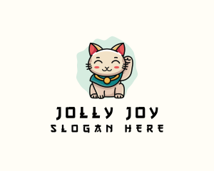 Cute Lucky Cat  logo design