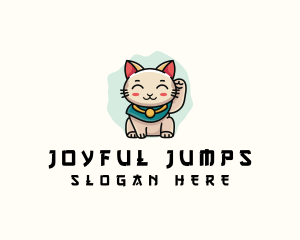 Cute Lucky Cat  logo design