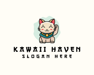 Kawaii - Cute Lucky Cat logo design