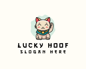 Cute Lucky Cat  logo design