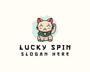 Cute Lucky Cat  logo design