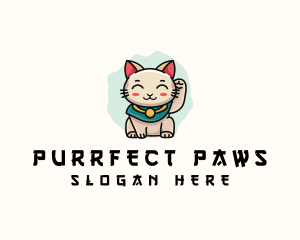 Cute Lucky Cat  logo design
