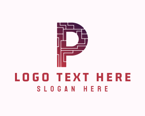 Digital Brick Letter P Logo
