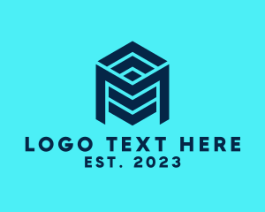App - 3D Digital Cube Letter M logo design
