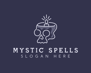 Witchcraft - Creepy Skull Candle logo design