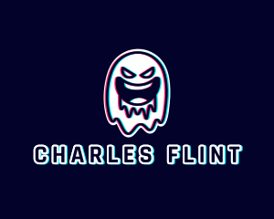 Glitch Horror Ghost Gaming Logo