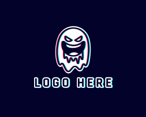 Dj - Glitch Horror Ghost Gaming logo design