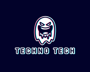 Techno - Glitch Horror Ghost Gaming logo design