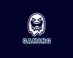 Glitch Horror Ghost Gaming logo design