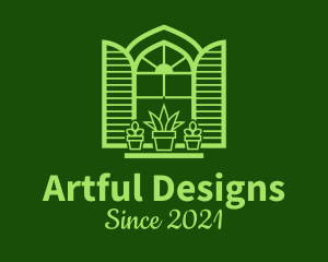 Green Window Plant logo design