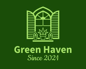 Green Window Plant logo design