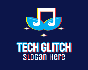 Glitch Music Note Mask logo design