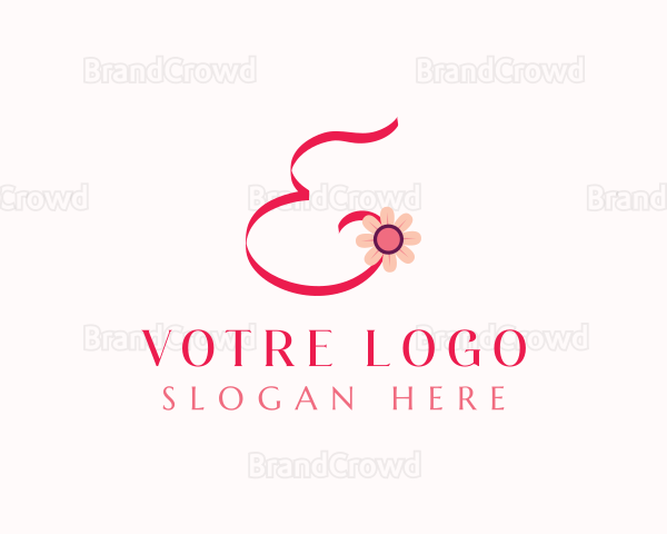 Pink Flower Letter E Logo