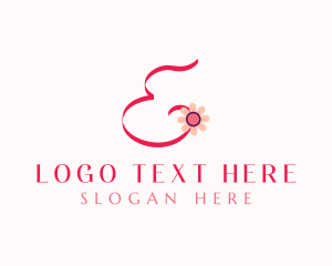 Calligraphy - Pink Flower Letter E logo design