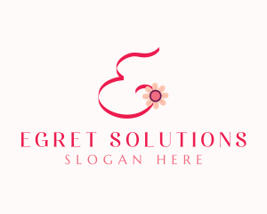 Pink Flower Letter E logo design