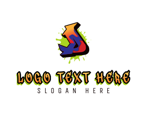 Slime - Graffiti Splatter Letter D logo design