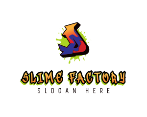 Slime - Graffiti Splatter Letter D logo design