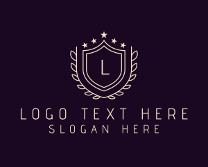 University - Wreath Stars Shield Lettermark logo design
