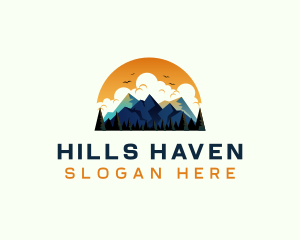 Mountain Sunset Hiking logo design