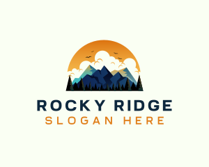 Mountain Sunset Hiking logo design