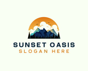 Mountain Sunset Hiking logo design