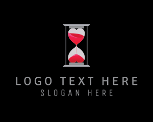 Red Heart - Love Time Hourglass logo design