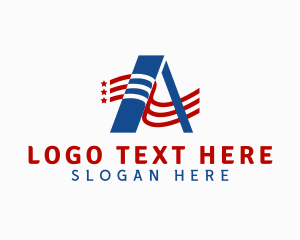Down Under - Flag America Letter A logo design
