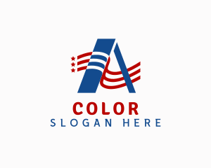 Stripes - Flag America Letter A logo design