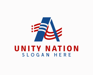 Nation - Flag America Letter A logo design