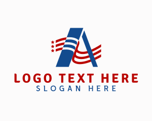 Stripes - Flag America Letter A logo design