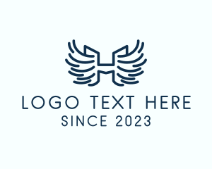 Typography - Modern Wings Letter H logo design