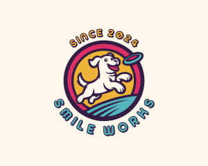 Frisbee Dog Puppy Logo