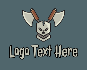 Gaming Cafe - Skull Axe Esports logo design