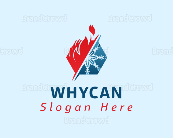 Hexagon Flame Snowflake Logo
