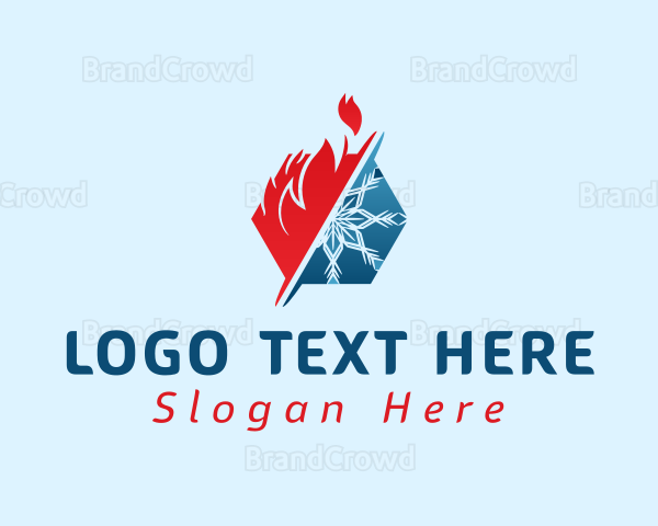 Hexagon Flame Snowflake Logo