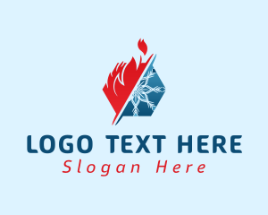 Snow - Hexagon Flame Snowflake logo design