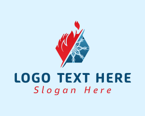 Heater - Hexagon Flame Snowflake logo design