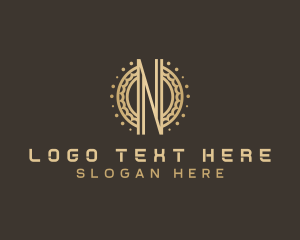 Blockchain - Golden Crypto Tech Letter N logo design