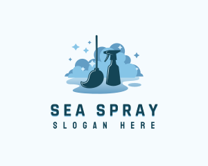 Spray Mop Janitor logo design